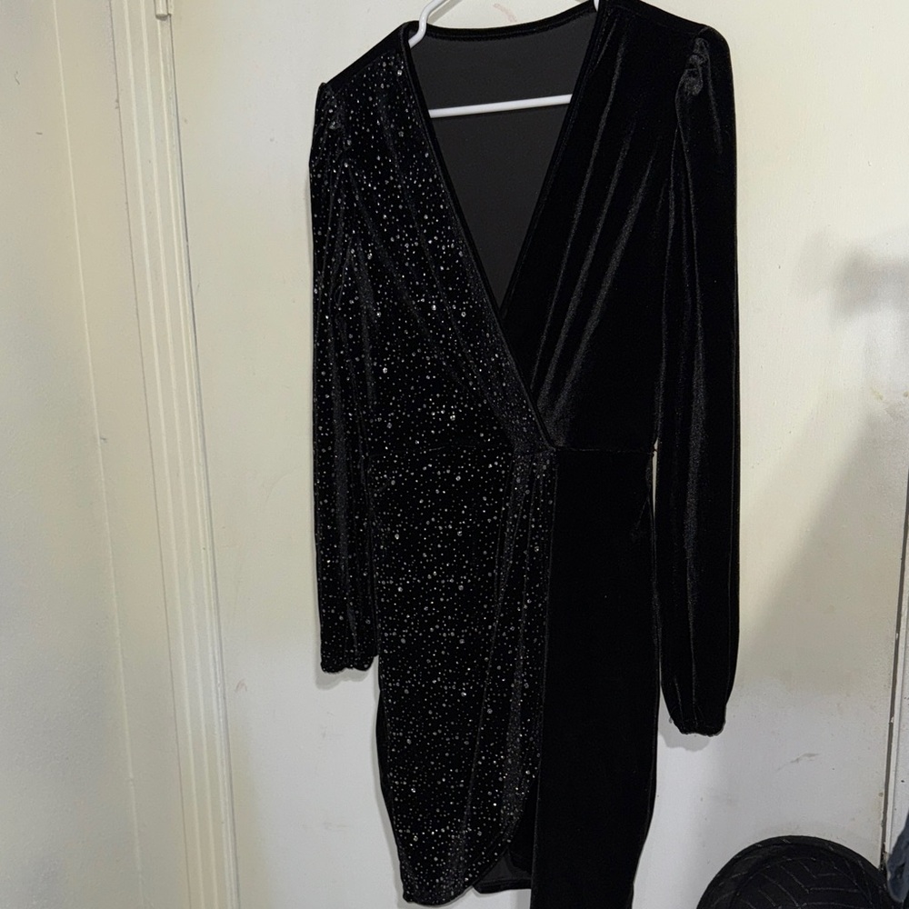 SHEIN Black Sparkle Long Sleeve Dress